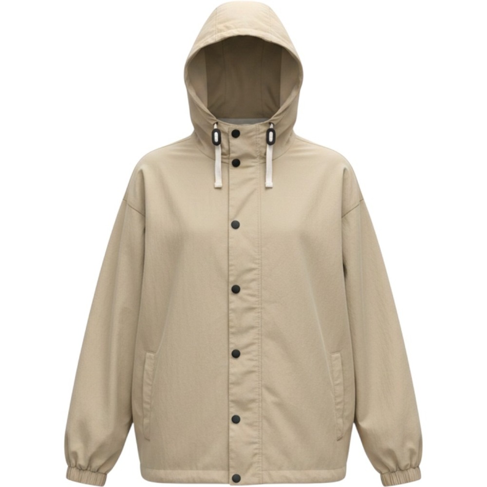 Free Assembly Mens Khaki Tan Hooded Windbreaker Jacket 2XL Recycled